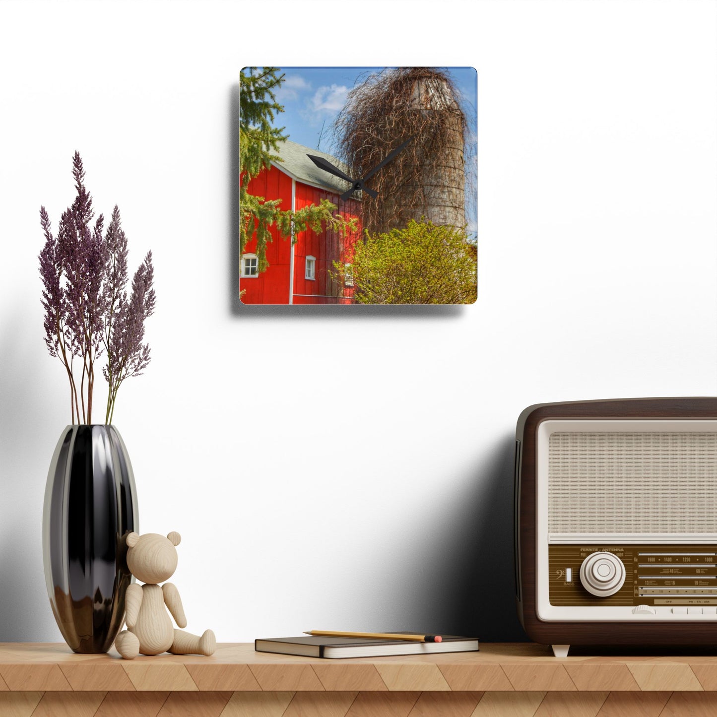 U R There Photography Delano Silo Rustic Farmhouse Acrylic Analog Wall Clock