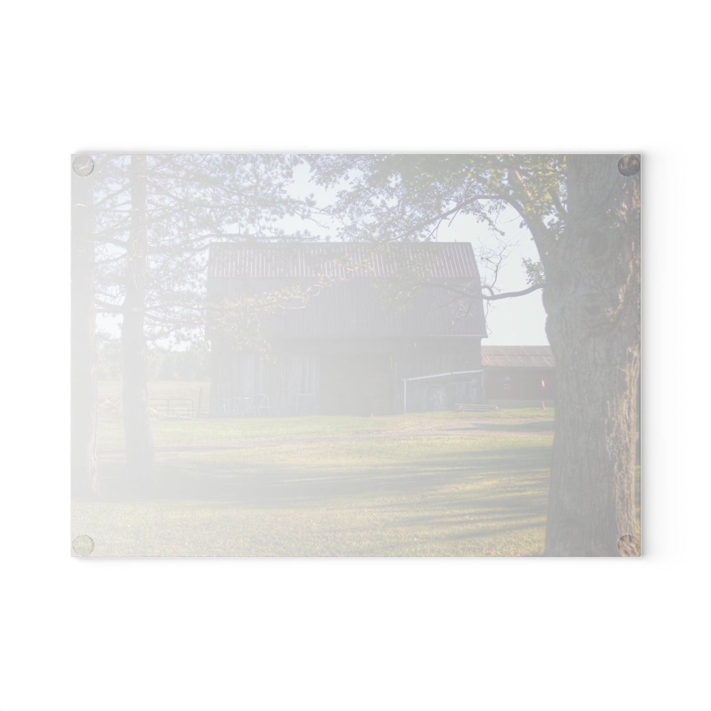U R There Photography Newark Road Tilted Grey II Rustic Farmhouse Tempered-Glass Cutting Board