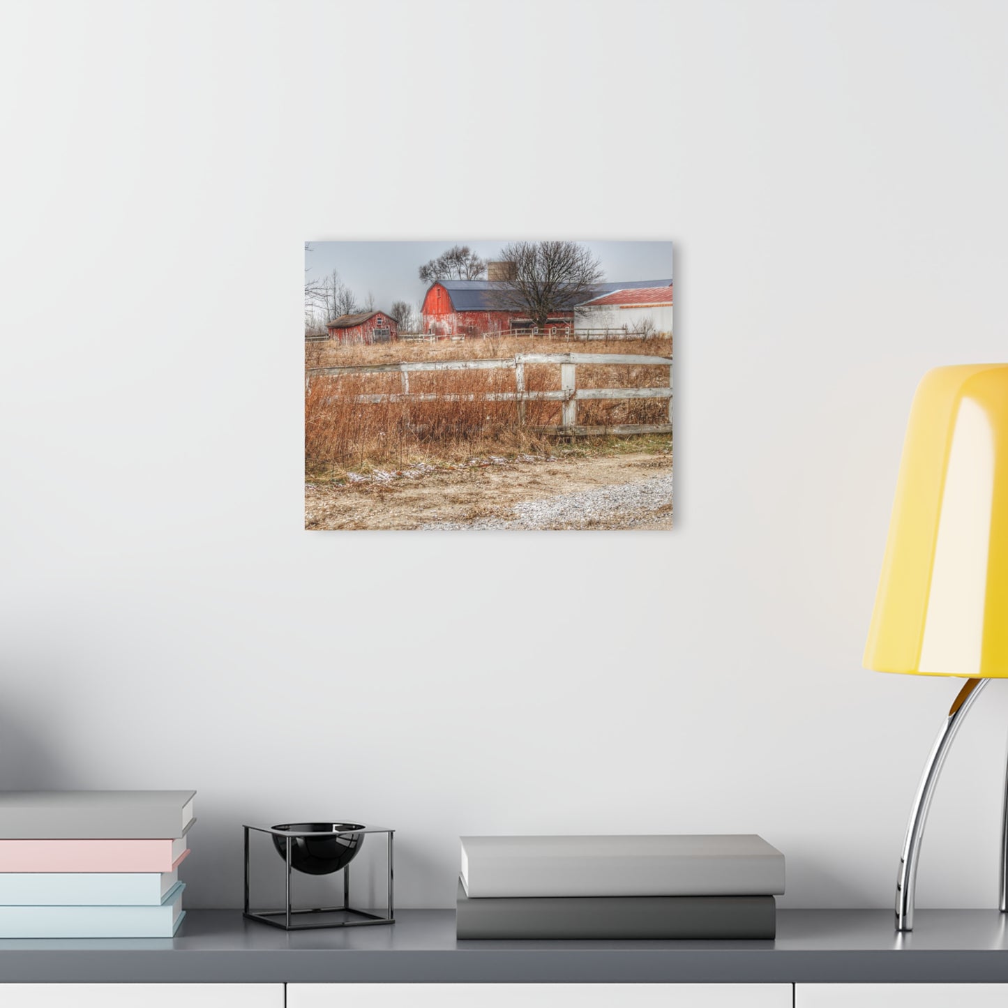 U R There Photography Mound Road Reds Rustic Farmhouse Acrylic Wall Print