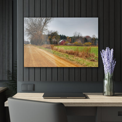 U R There Photography Stone Road Red Rustic Farmhouse Acrylic Wall Print