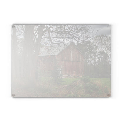 U R There Photography Big Fish Lake Road Red Rustic Farmhouse Tempered-Glass Cutting Board