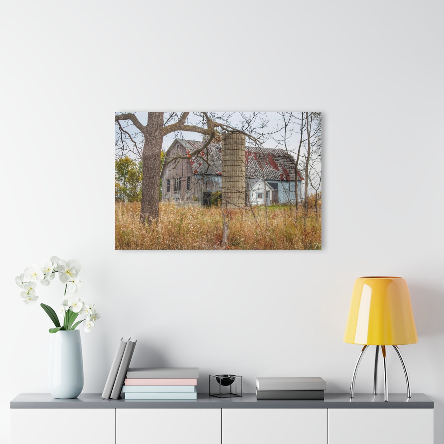 U R There Photography Hill Road Roadside Grey II Rustic Farmhouse Acrylic Wall Print