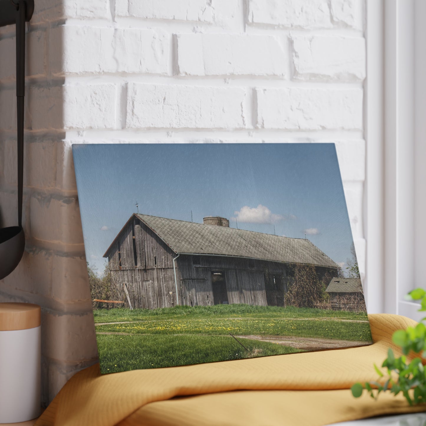 U R There Photography Wilder Road Grey II Rustic Farmhouse Tempered-Glass Cutting Board