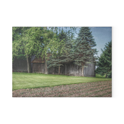 U R There Photography Barkley Road Greys II Rustic Farmhouse Tempered-Glass Cutting Board