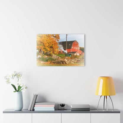 U R There Photography Greenwood Road Red in the Fall Rustic Farmhouse Acrylic Wall Print