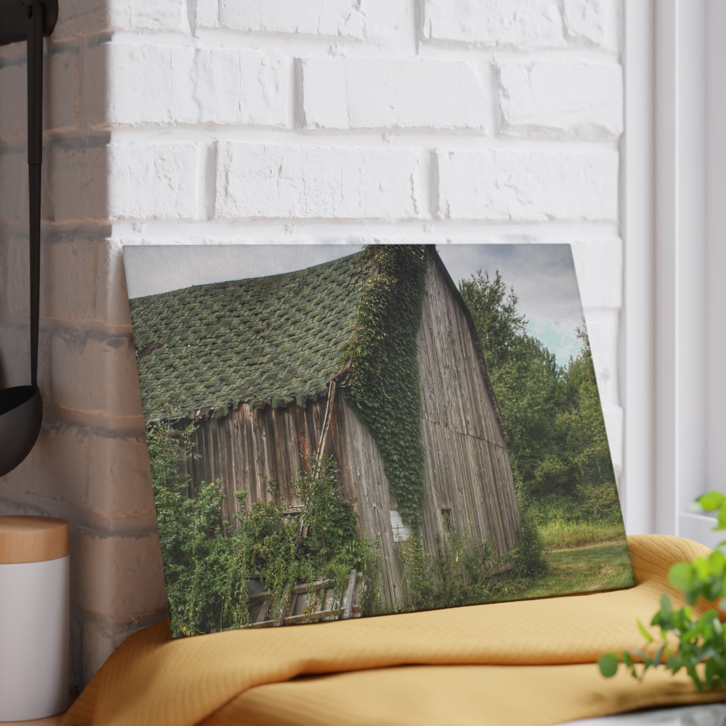 U R There Photography Chambers Grey Rustic Farmhouse Tempered-Glass Cutting Board