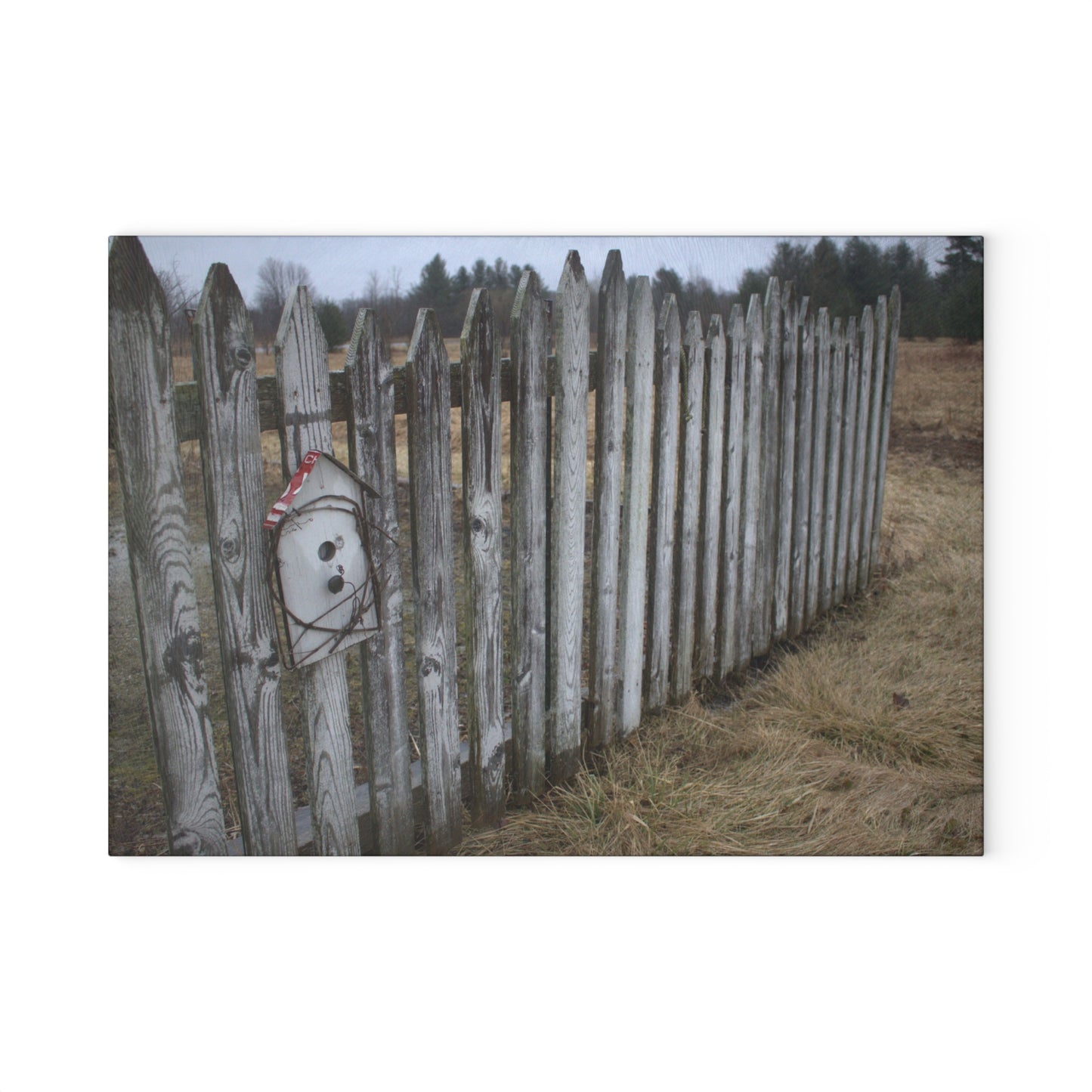 U R There Photography Country Fence Rustic Farmhouse Tempered-Glass Cutting Board