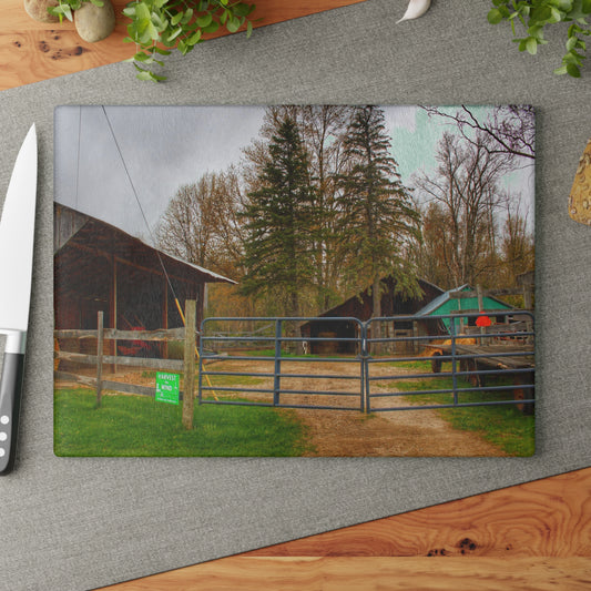 U R There Photography Castle Roadside Greys Rustic Farmhouse Tempered-Glass Cutting Board