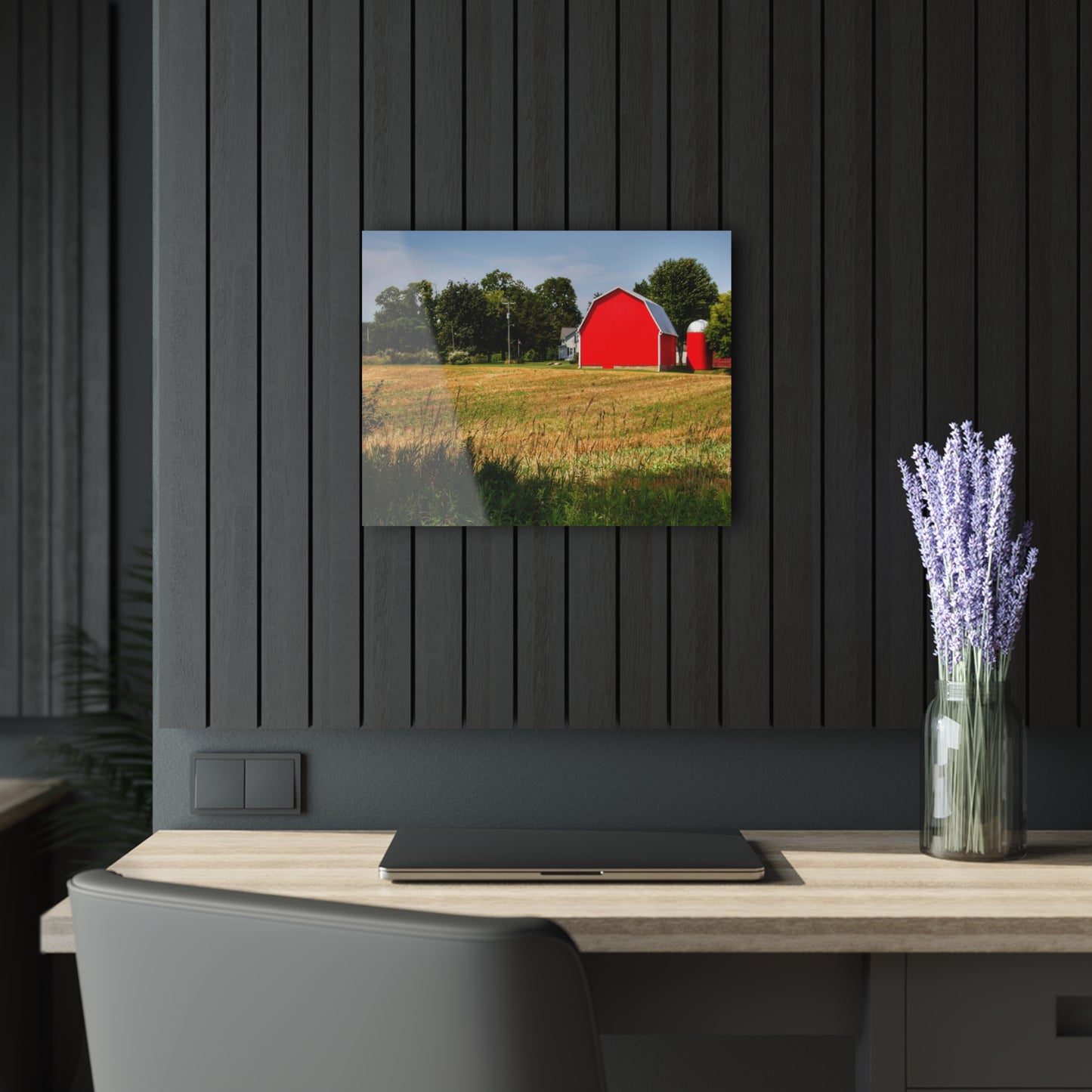 U R There Photography Bristol Road Red and Silo Rustic Farmhouse Acrylic Wall Print
