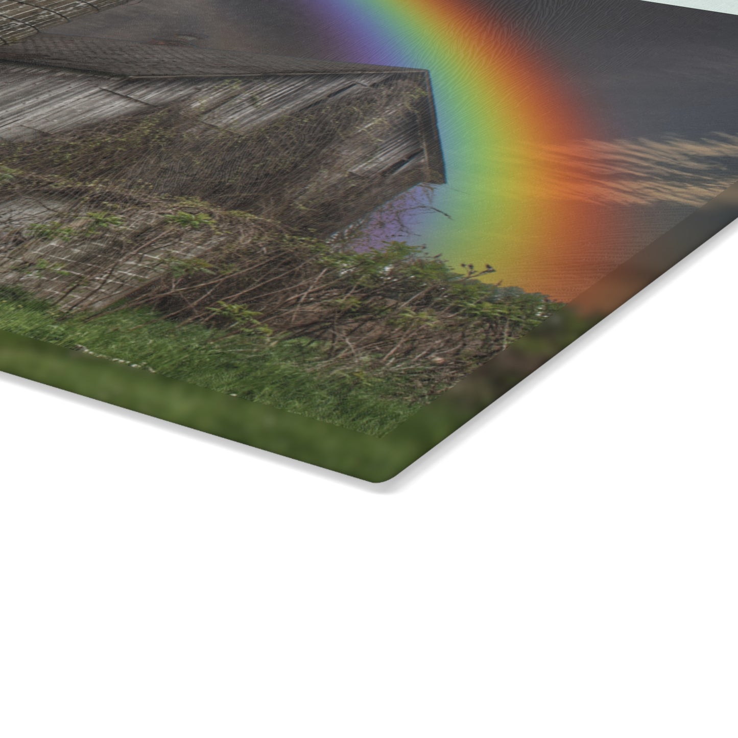 U R There Photography Somewhere Under the Rainbow Rustic Farmhouse Tempered-Glass Cutting Board