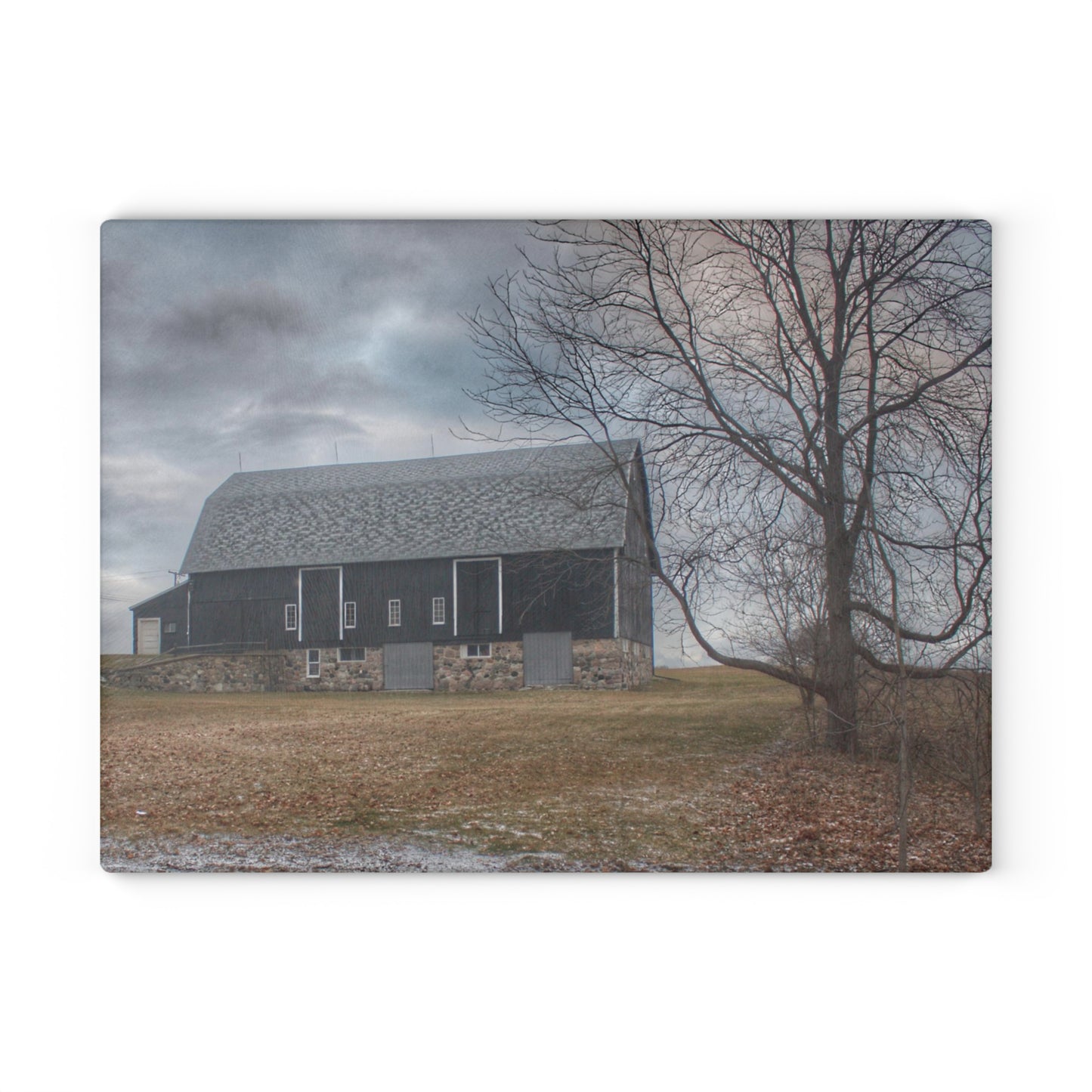 U R There Photography Attica Road Black Rustic Farmhouse Tempered-Glass Cutting Board