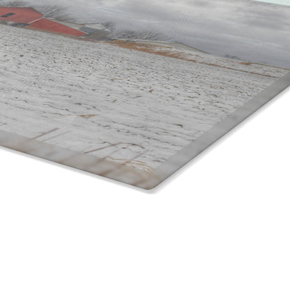 U R There Photography Maple Valley Road Red II Rustic Farmhouse Tempered-Glass Cutting Board