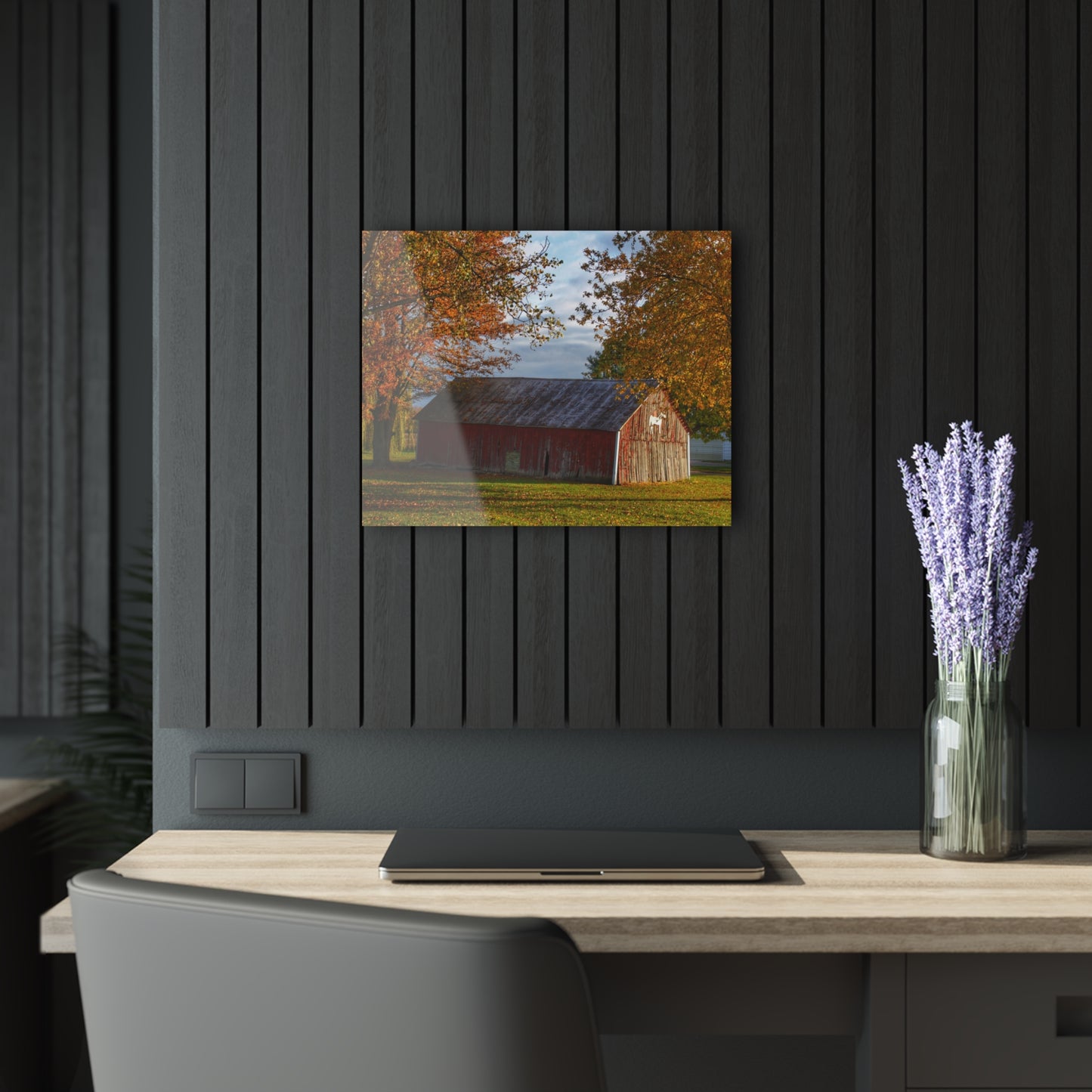 U R There Photography Marlette Road Fall Red Rustic Farmhouse Acrylic Wall Print