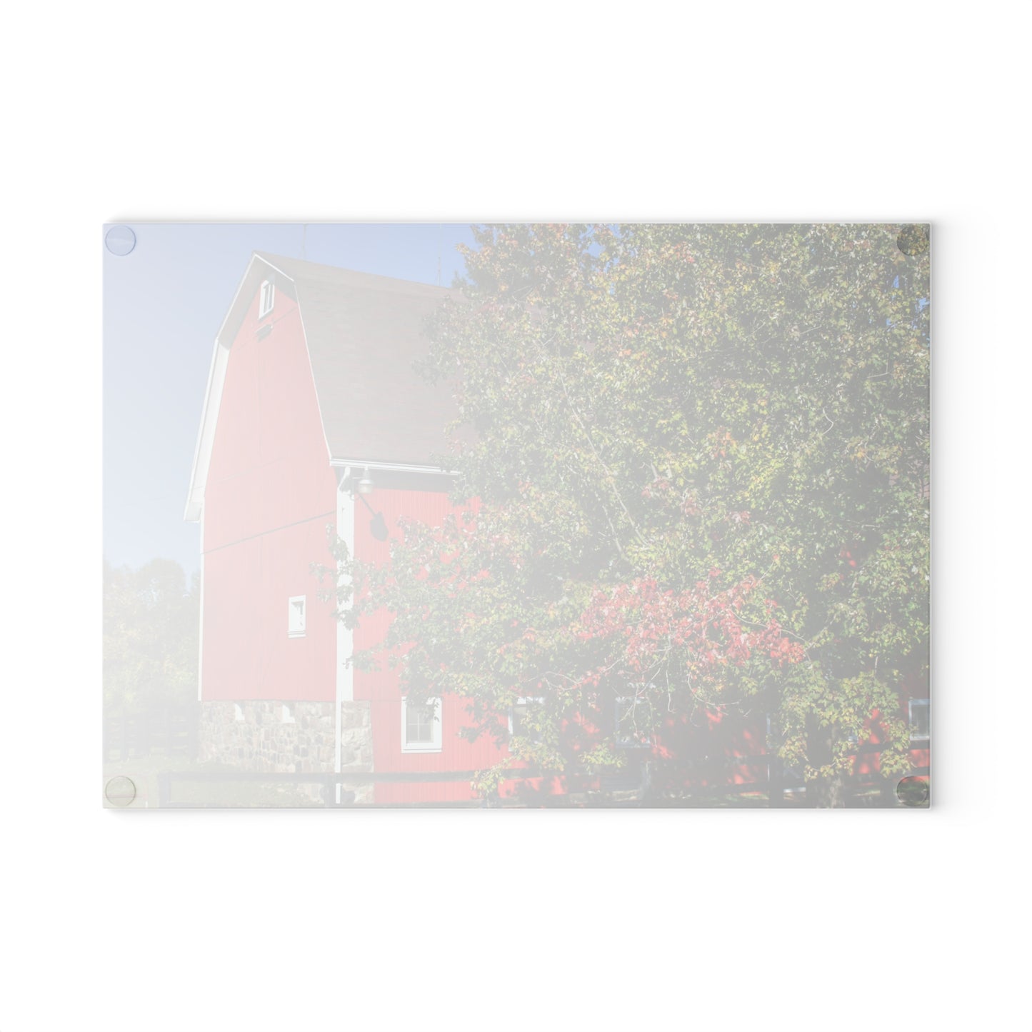 U R There Photography Oakwood Road Red Rustic Farmhouse Tempered-Glass Cutting Board