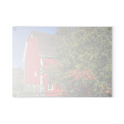 U R There Photography Oakwood Road Red Rustic Farmhouse Tempered-Glass Cutting Board