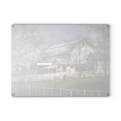 U R There Photography Henderson Whites Rustic Farmhouse Tempered-Glass Cutting Board