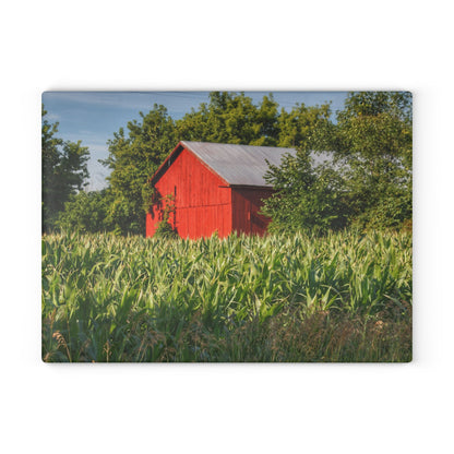 U R There Photography Willard Road Red III Rustic Farmhouse Tempered-Glass Cutting Board