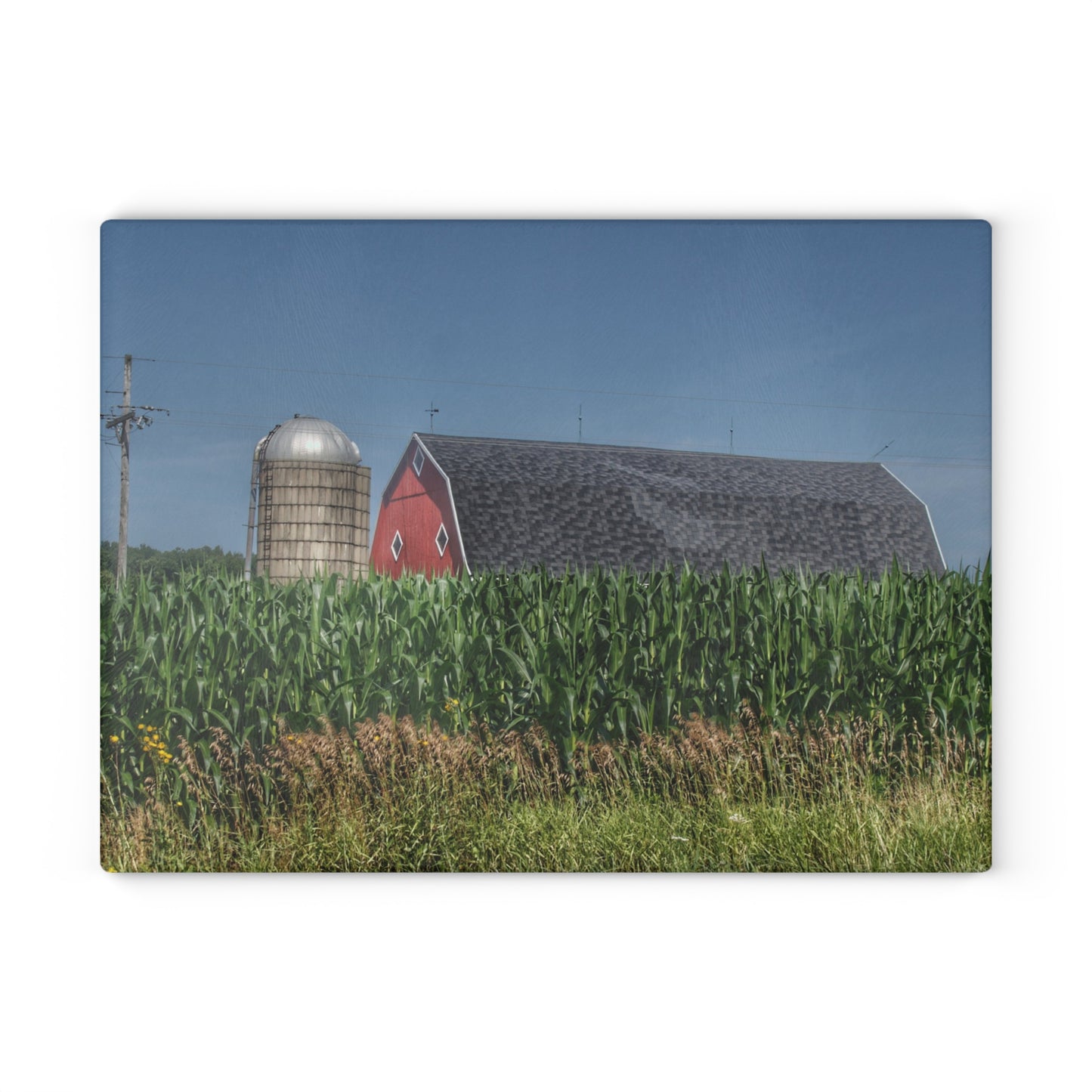 U R There Photography North Lake Pleasant Red Above the Corn Rustic Farmhouse Tempered-Glass Cutting Board