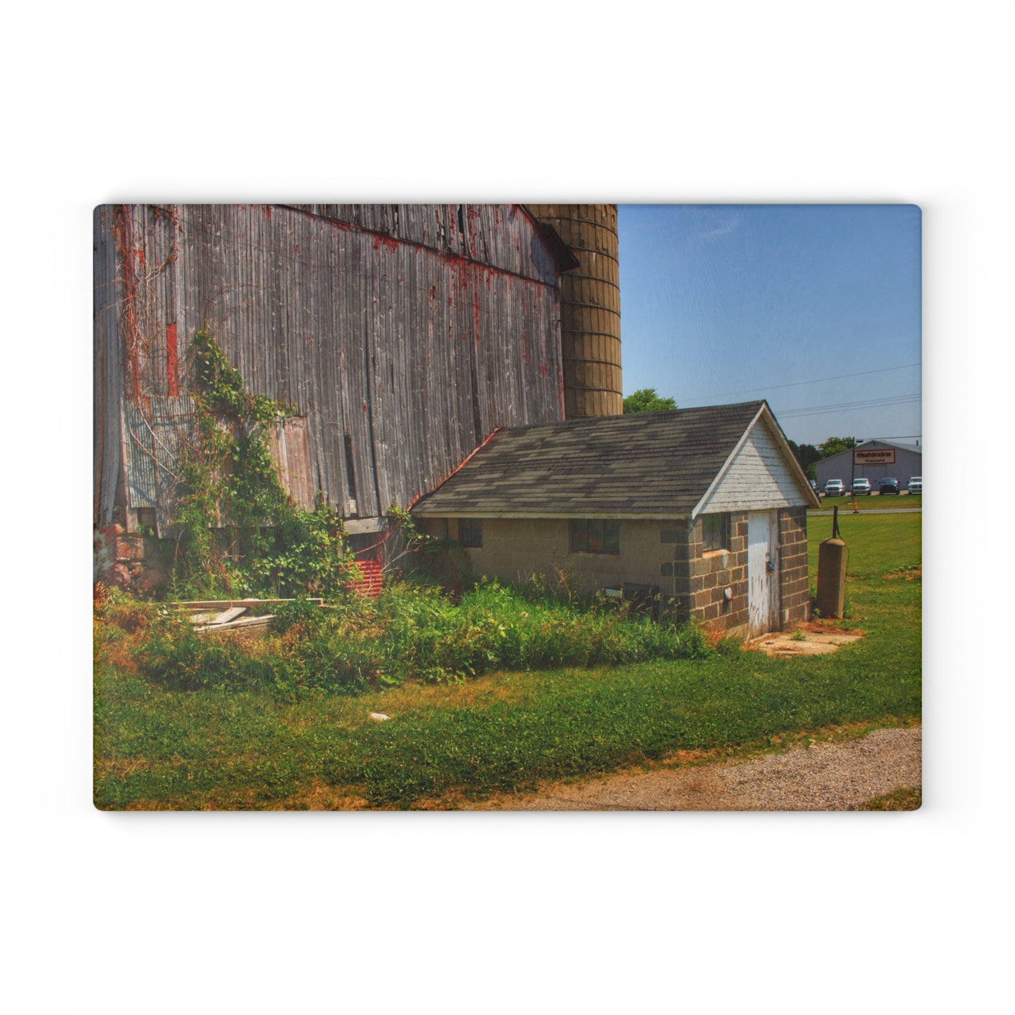 U R There Photography Marlette Red V Rustic Farmhouse Tempered-Glass Cutting Board