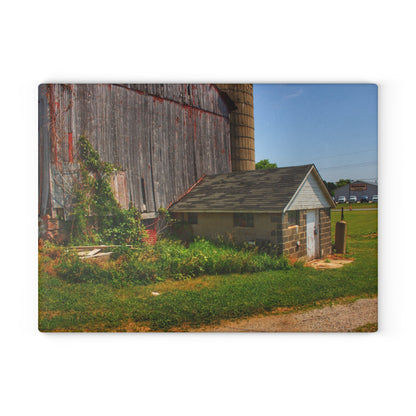 U R There Photography Marlette Red V Rustic Farmhouse Tempered-Glass Cutting Board
