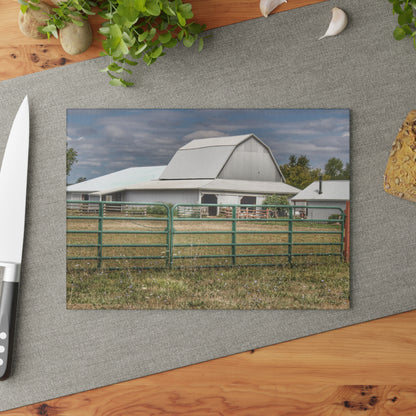U R There Photography Petz Road Grey Rustic Farmhouse Tempered-Glass Cutting Board