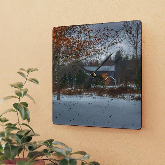 U R There Photography Oregon Road Blue Rustic Farmhouse Acrylic Analog Wall Clock