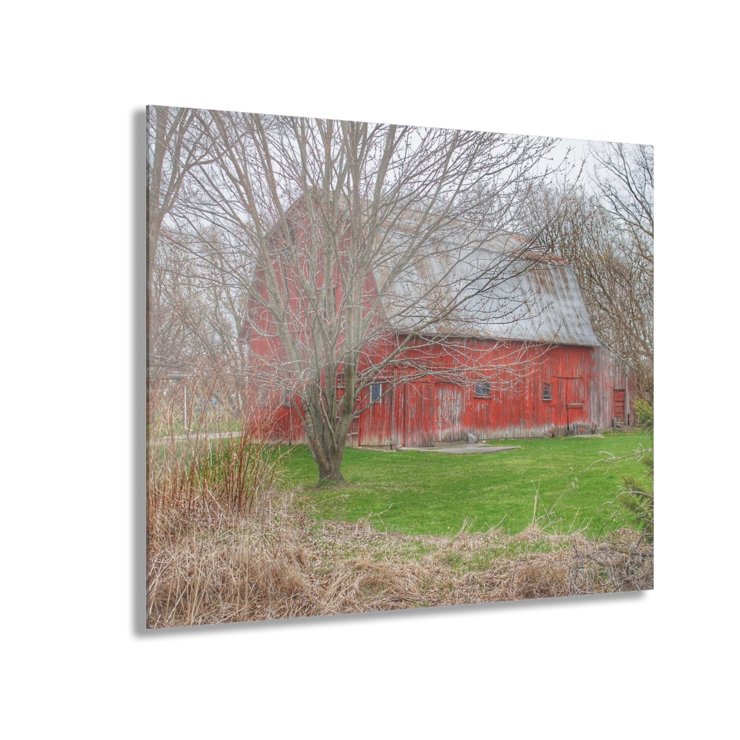 U R There Photography Dodge Road Rusted Red Rustic Farmhouse Acrylic Wall Print