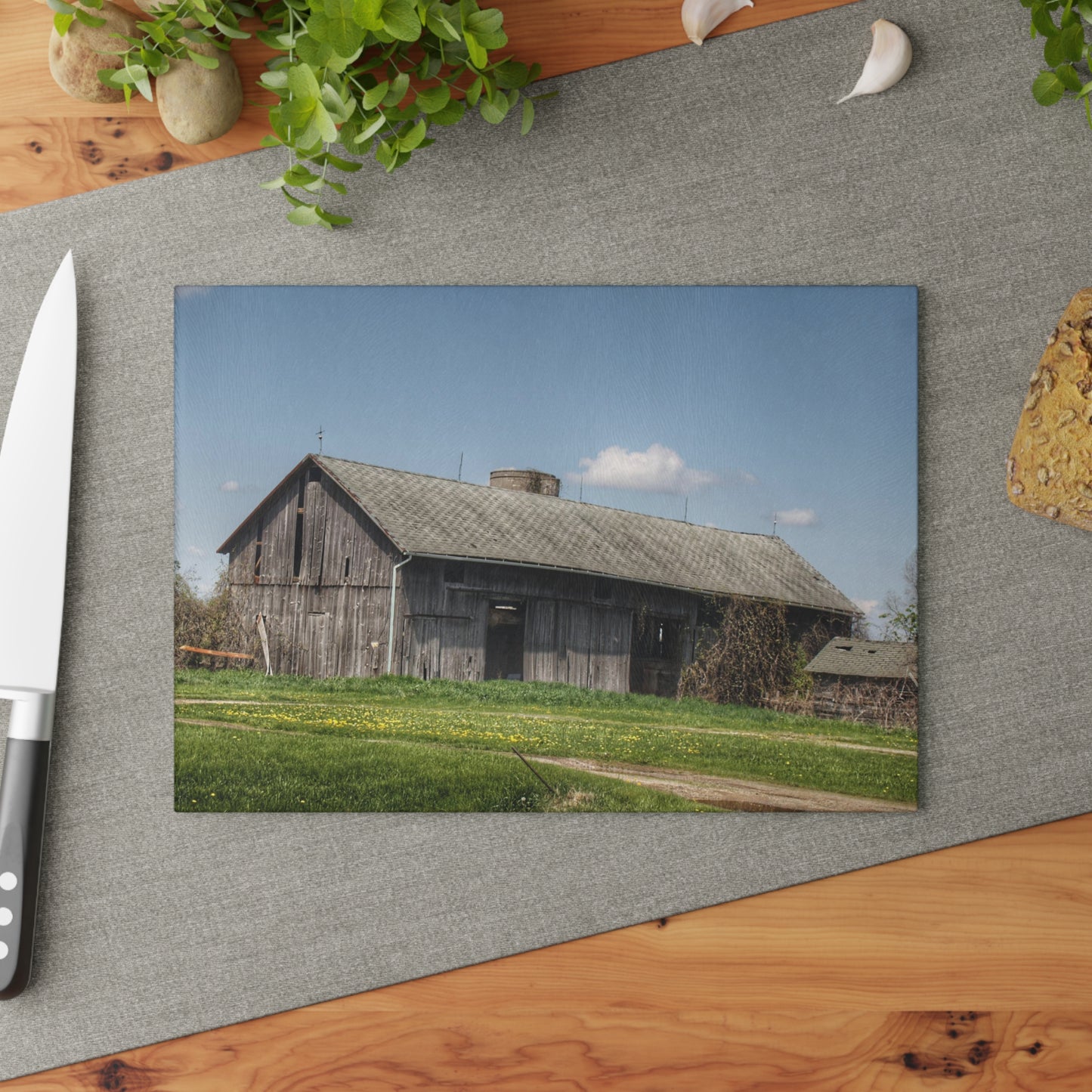 U R There Photography Wilder Road Grey II Rustic Farmhouse Tempered-Glass Cutting Board