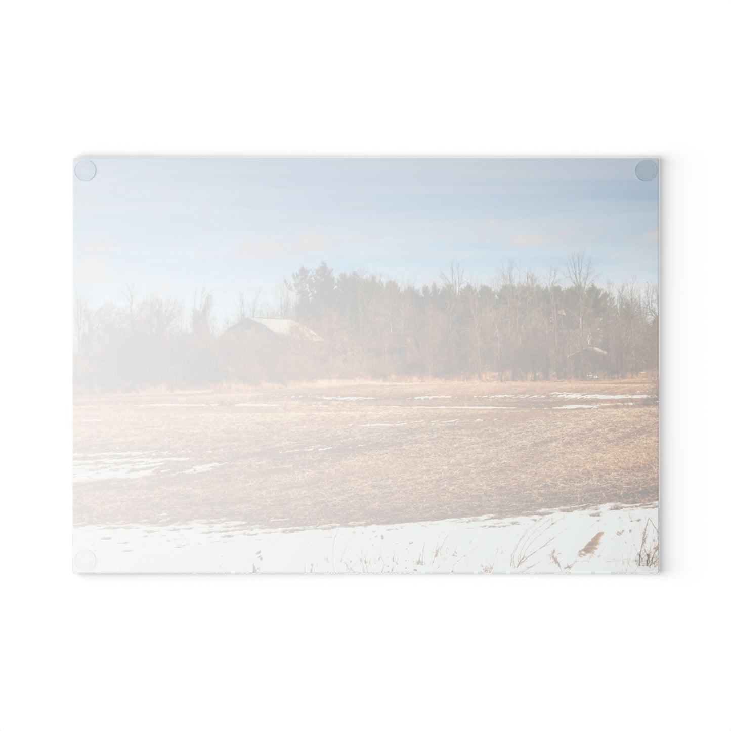 U R There Photography North Hunt Road Farm II Rustic Farmhouse Tempered-Glass Cutting Board