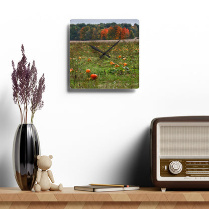 Rustic Farmhouse Wall Clock featuring Once Upon a Pumpkin Patch