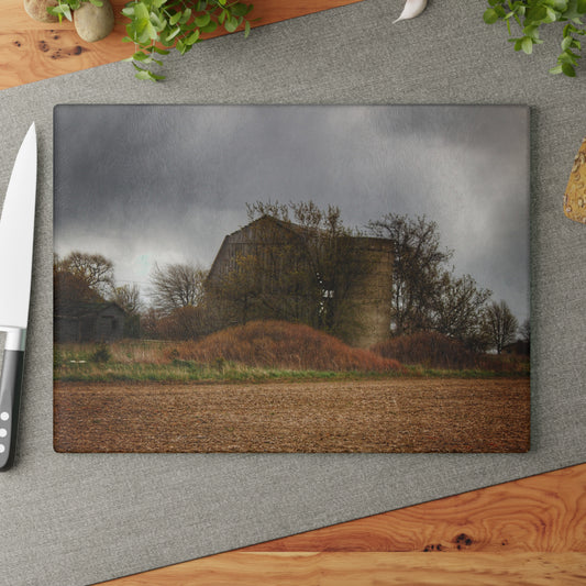 U R There Photography West Snover Grey Rustic Farmhouse Tempered-Glass Cutting Board