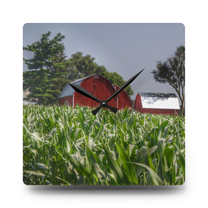 U R There Photography Shoemaker Reds Rustic Farmhouse Acrylic Analog Wall Clock