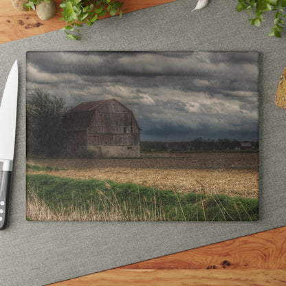 U R There Photography Sandusky Grey I Rustic Farmhouse Tempered-Glass Cutting Board