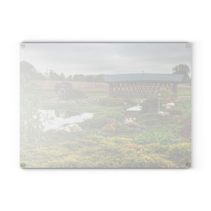 U R There Photography Bridge of Summer Road II Rustic Farmhouse Tempered-Glass Cutting Board 8"x 11"