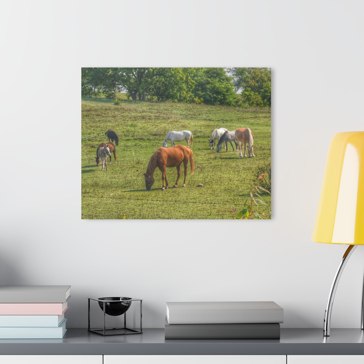 Barn Boutique Modern Farmhouse Acrylic Wall Print| Horses in the Pasture I