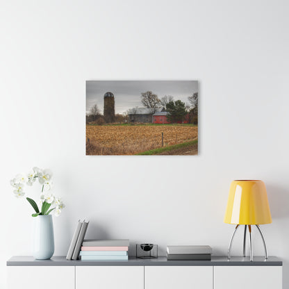 U R There Photography Dryden Road Gable Grey and Silo Rustic Farmhouse Acrylic Wall Print