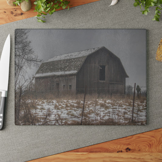 U R There Photography South Kirk Road Grey Rustic Farmhouse Tempered-Glass Cutting Board