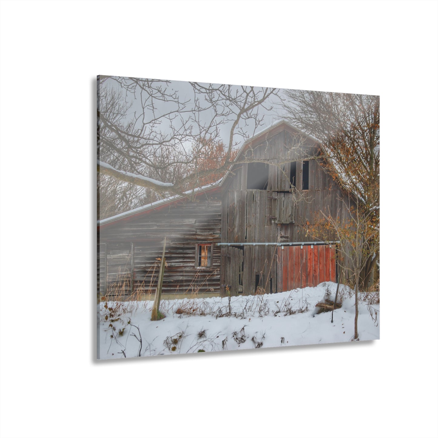 U R There Photography Hayes Road Grey in Winter I Rustic Farmhouse Acrylic Wall Print