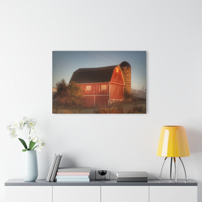 U R There Photography Klam Road Red Meets Foggy Sunrise II Rustic Farmhouse Acrylic Wall Print 20"x16"