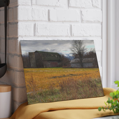 U R There Photography Fields of Golden Clover Rustic Farmhouse Tempered-Glass Cutting Board