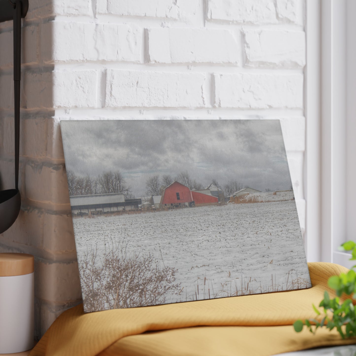 U R There Photography Maple Valley Road Red II Rustic Farmhouse Tempered-Glass Cutting Board