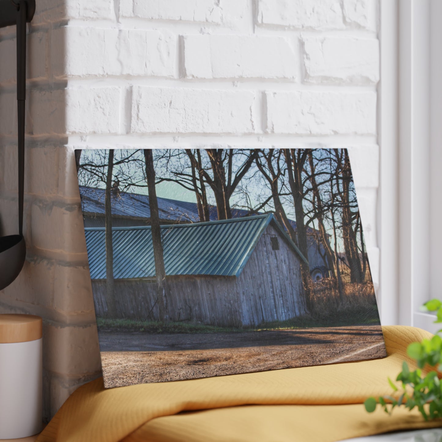 U R There Photography Baldwin Roadside Shack Rustic Farmhouse Tempered-Glass Cutting Board