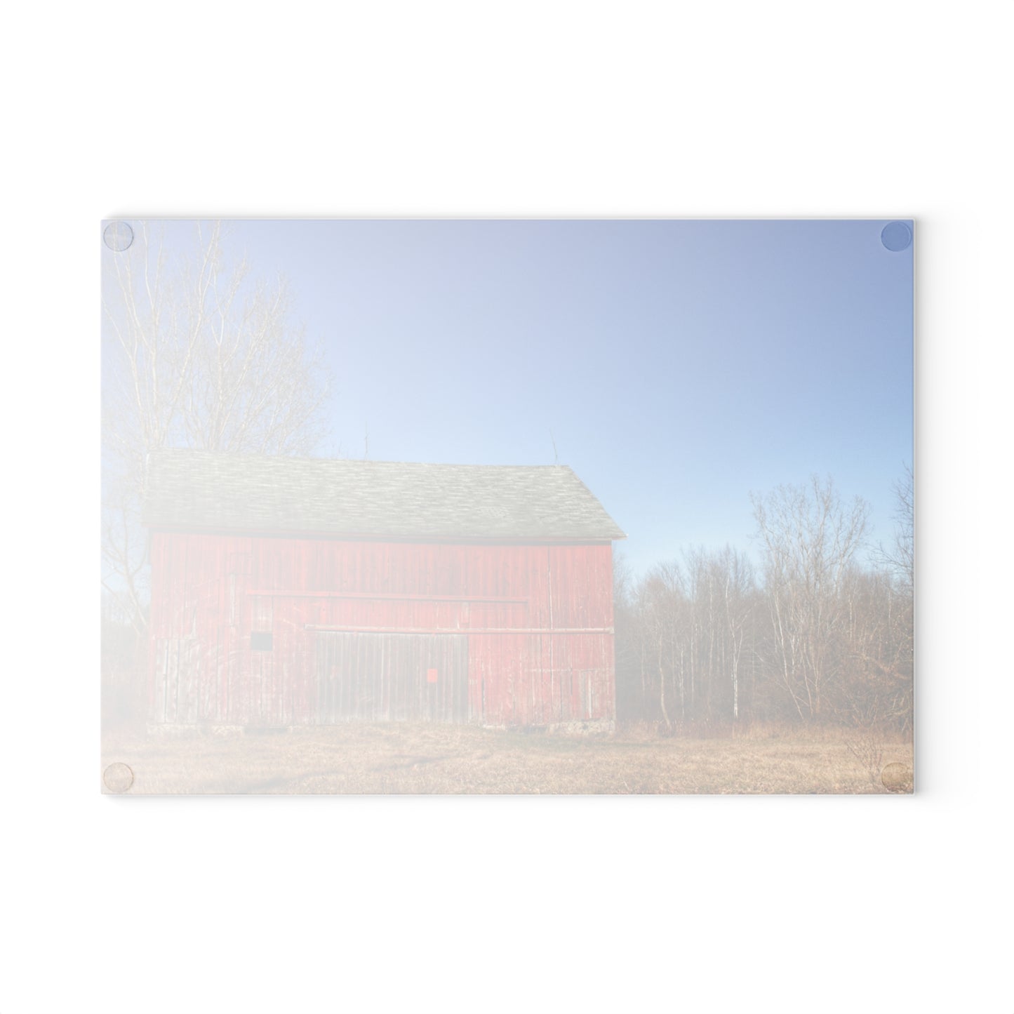 U R There Photography Vernor Road Red Rustic Farmhouse Tempered-Glass Cutting Board