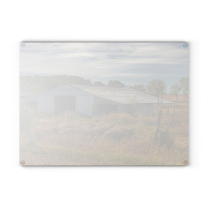 U R There Photography Hurd Corners Road Grey Shack Rustic Farmhouse Tempered-Glass Cutting Board