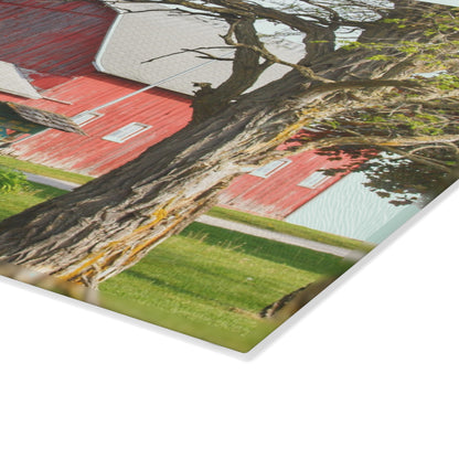 U R There Photography French Road Centennial Reds I Rustic Farmhouse Tempered-Glass Cutting Board