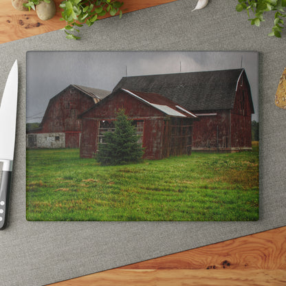 U R There Photography Winslow Road Reds Rustic Farmhouse Tempered-Glass Cutting Board