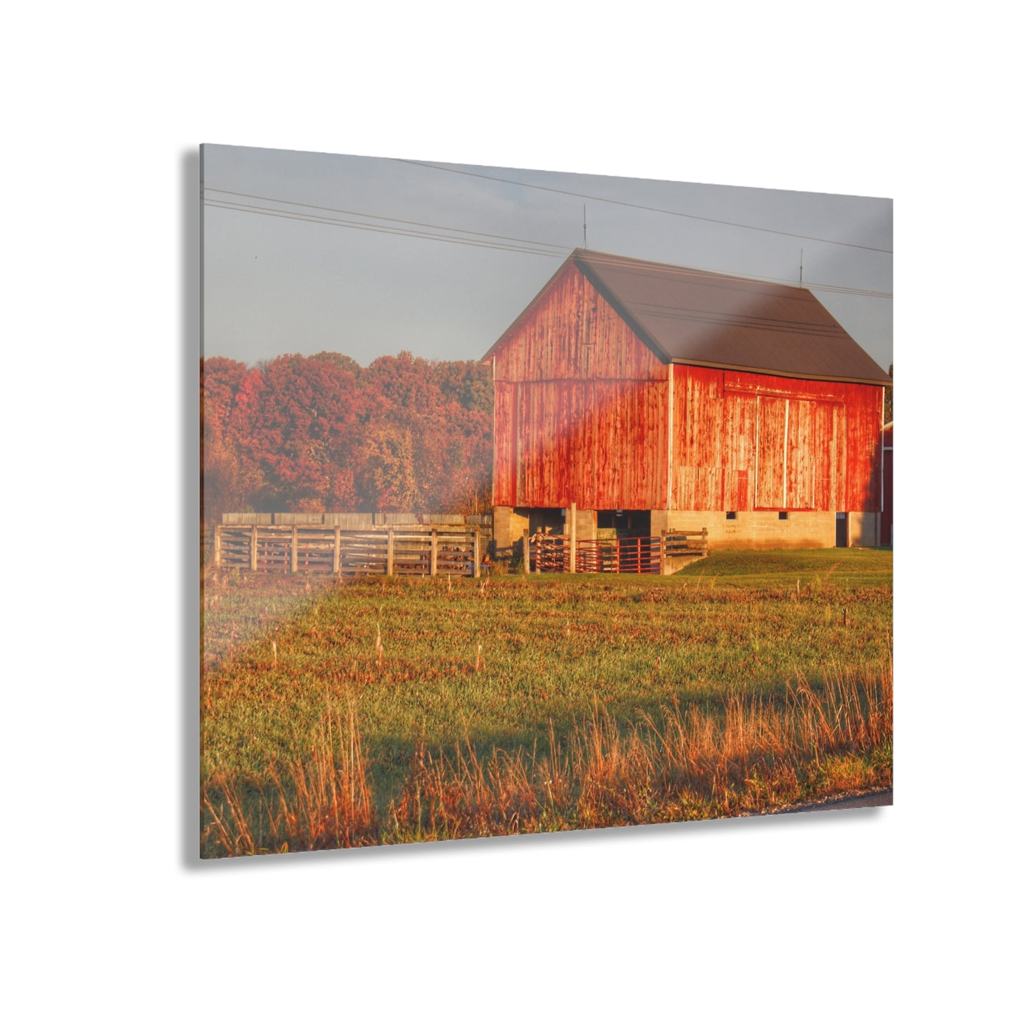 U R There Photography Lake Pleasant Corral Red II Rustic Farmhouse Acrylic Wall Print