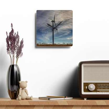 U R There Photography North Gera Road Windmill Rustic Farmhouse Acrylic Analog Wall Clock
