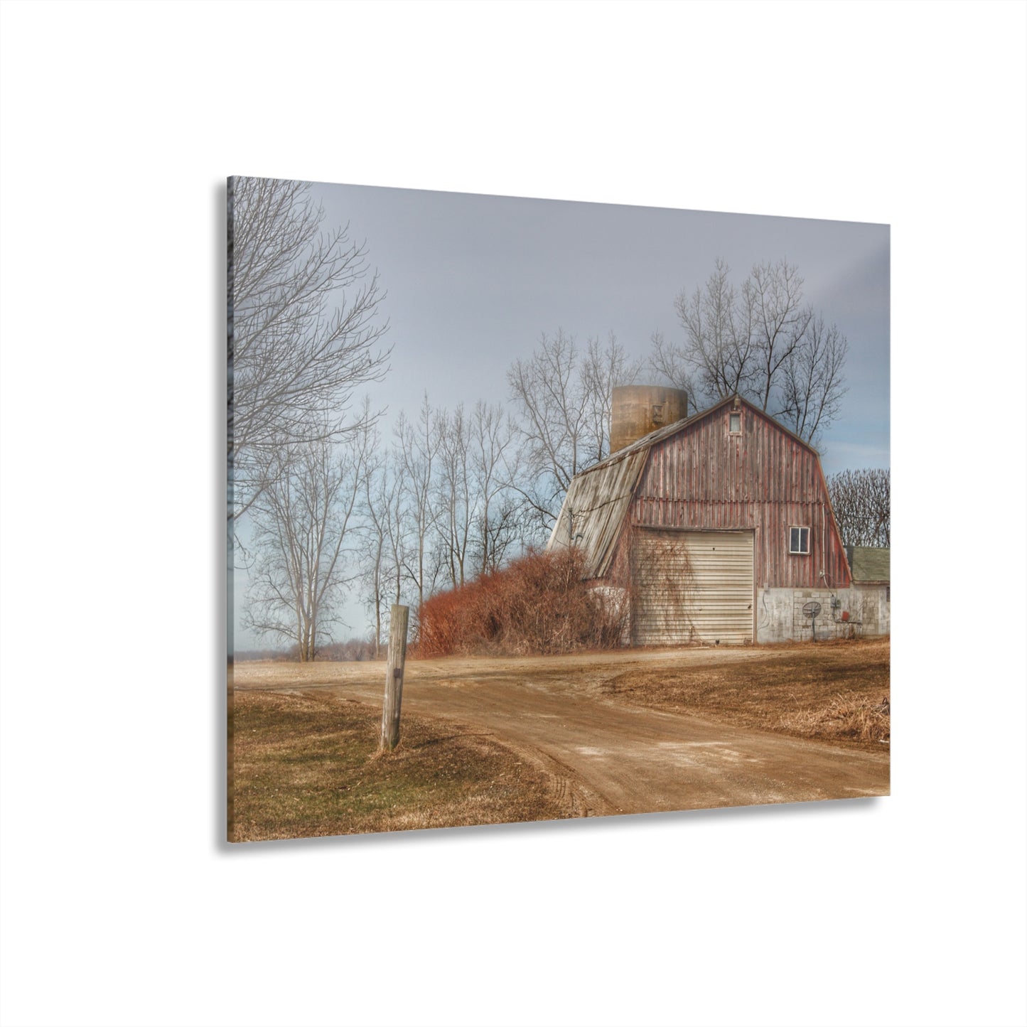 U R There Photography Maple Valley Road Red I Rustic Farmhouse Acrylic Wall Print