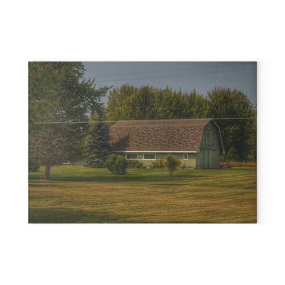 U R There Photography Crawford Road Green Rustic Farmhouse Tempered-Glass Cutting Board